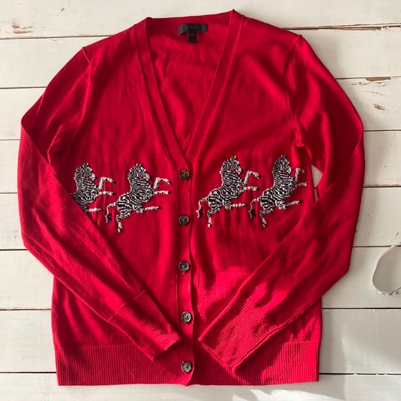 J. Crew Sweaters - J. Crew Merino Wool Cardigan, Red, XXS